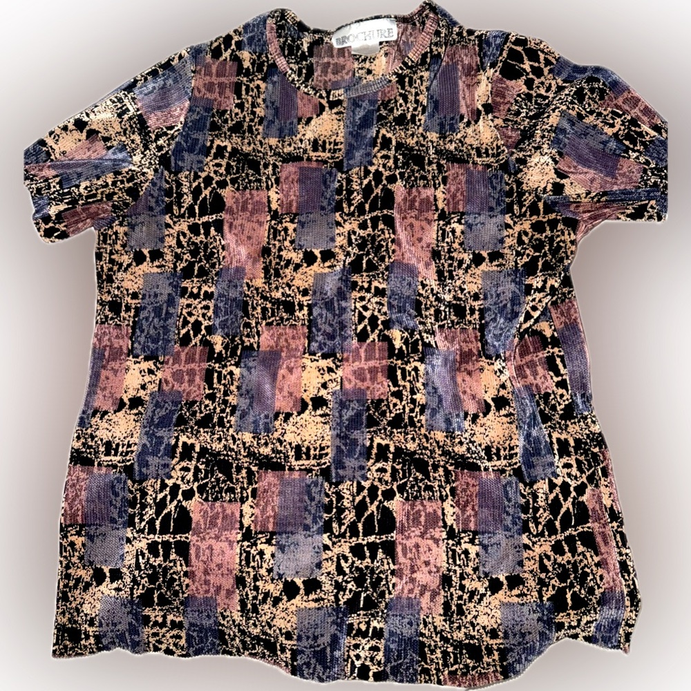 Brochure patterned ribbed vintage retro t shirt